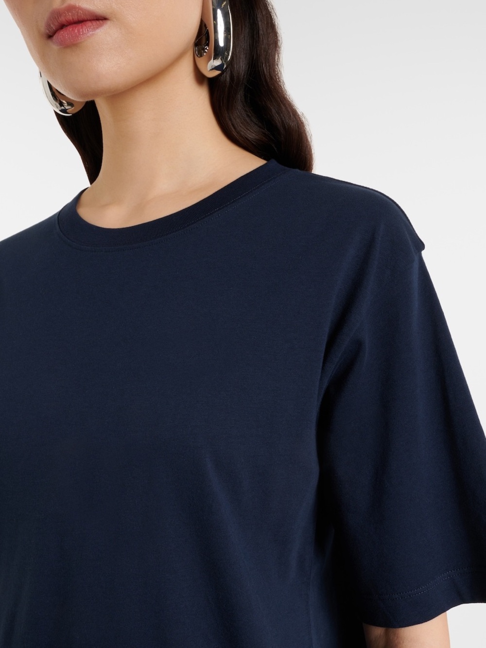 Dries Van Noten Navy Crewneck Women's Crop Top T Shirt